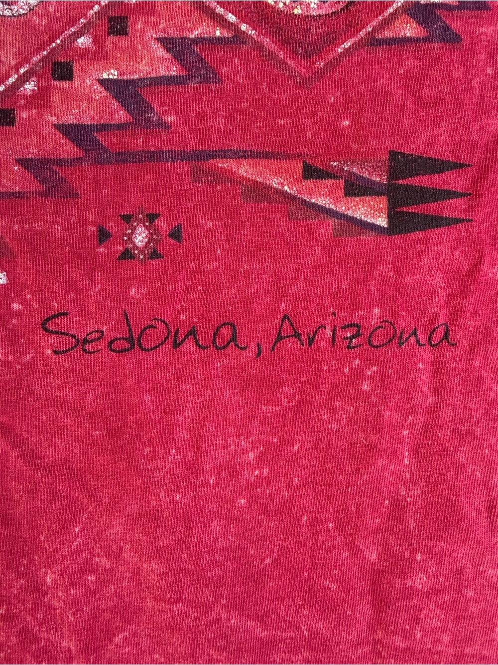 Vintage Sedona Arizona Aztec Men’s Tee 2XL Red Acid Wash Distressed Shirt - Picture 8 of 15